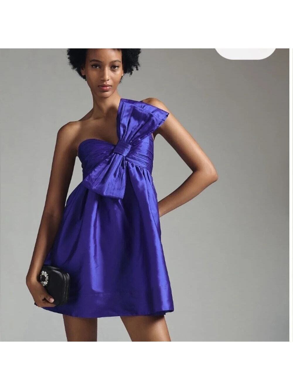 Anthropologie Atsu NWT Blue Strapless Bow Babydoll Dress Size XL